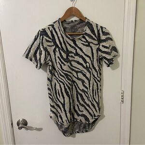 Weiv Zebra Print Knit Tee Short Sleeve Size Small